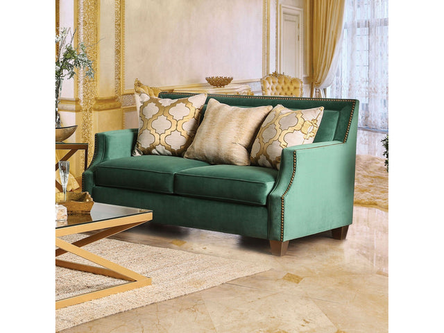 Verdante Emerald Green/Gold Loveseat - Ornate Home
