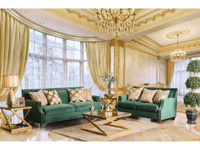Verdante Emerald Green/Gold Sofa & Loveseat - Ornate Home