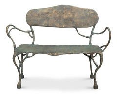 Verdigris Green Metal Bench - Ornate Home
