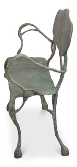 Verdigris Green Metal Bench - Ornate Home