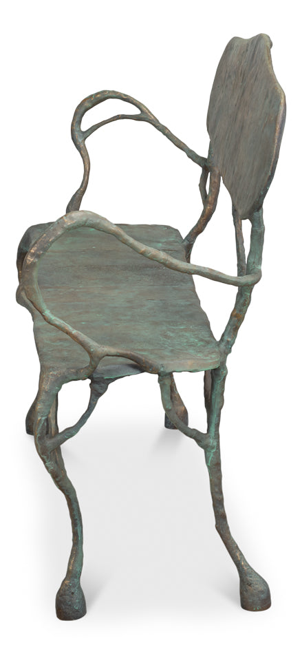 Verdigris Green Metal Bench - Ornate Home