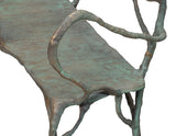 Verdigris Green Metal Bench - Ornate Home