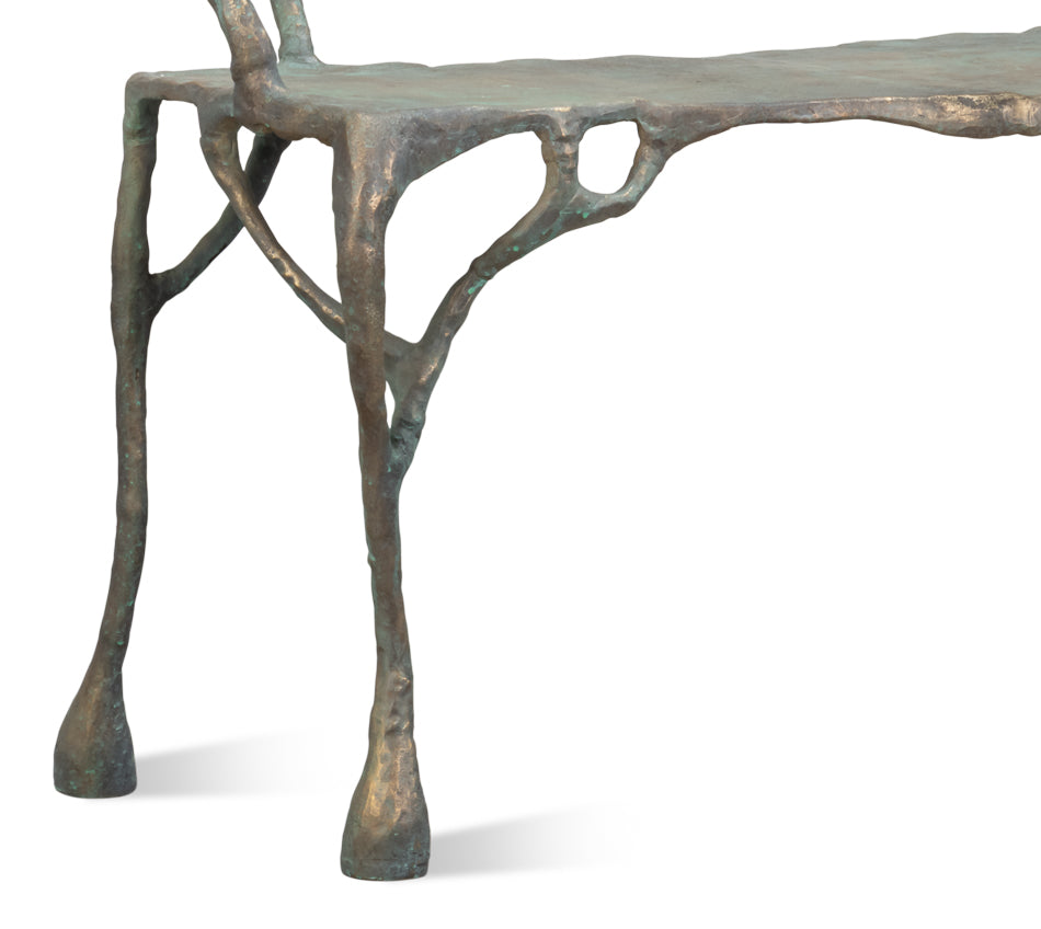 Verdigris Green Metal Bench - Ornate Home