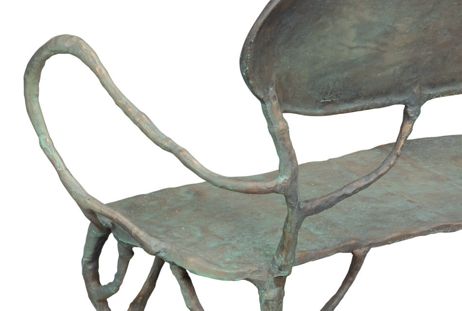 Verdigris Green Metal Bench - Ornate Home