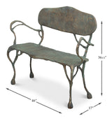 Verdigris Green Metal Bench - Ornate Home