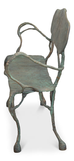 Verdigris Green Metal Bench - Ornate Home