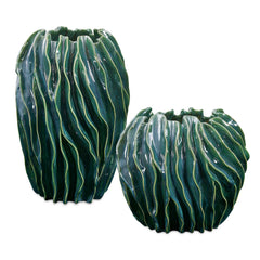 Veridian Ridge Green Indoor-Outdoor Vases (Set of 2) - Ornate Home