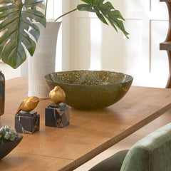 Veridian Shimmer Green Earthy Glass Bowl - Ornate Home