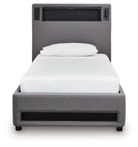 Verishaw Gray Twin Upholstered Bed - Ornate Home