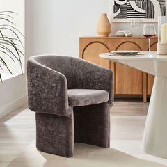 Verity Chocolate Brown Barrel Back Chenille Dining Armchair - Ornate Home