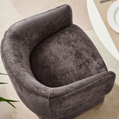 Verity Chocolate Brown Barrel Back Chenille Dining Armchair - Ornate Home