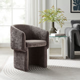 Verity Chocolate Brown Barrel Back Chenille Dining Armchair - Ornate Home