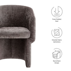 Verity Chocolate Brown Barrel Back Chenille Dining Armchair - Ornate Home