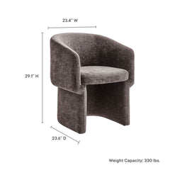 Verity Chocolate Brown Barrel Back Chenille Dining Armchair - Ornate Home