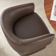 Verity Espresso Barrel Back Vegan Leather Dining Chair - Ornate Home