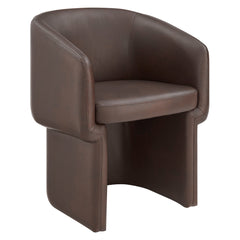 Verity Espresso Barrel Back Vegan Leather Dining Chair - Ornate Home