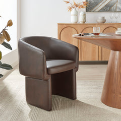 Verity Espresso Barrel Back Vegan Leather Dining Chair - Ornate Home