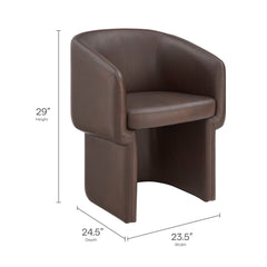 Verity Espresso Barrel Back Vegan Leather Dining Chair - Ornate Home