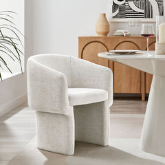 Verity Ivory Barrel Back Chenille Dining Armchair - Ornate Home