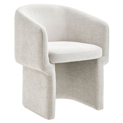 Verity Ivory Barrel Back Chenille Dining Armchair - Ornate Home