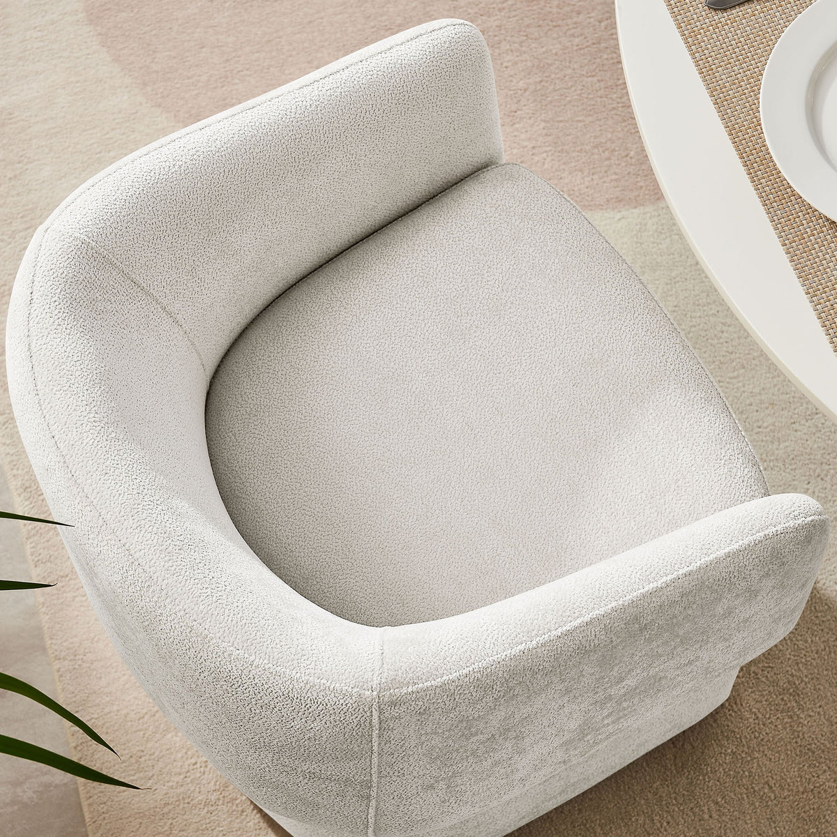 Verity Ivory Barrel Back Chenille Dining Armchair - Ornate Home