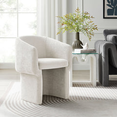 Verity Ivory Barrel Back Chenille Dining Armchair - Ornate Home