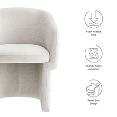 Verity Ivory Barrel Back Chenille Dining Armchair - Ornate Home
