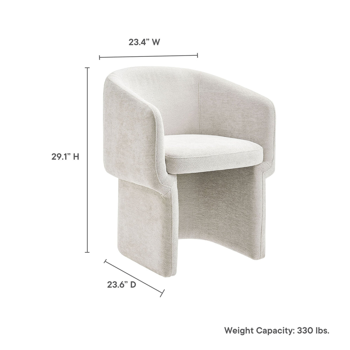 Verity Ivory Barrel Back Chenille Dining Armchair - Ornate Home