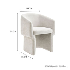 Verity Ivory Barrel Back Chenille Dining Armchair - Ornate Home