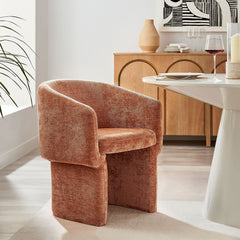 Verity Rust Barrel Back Chenille Dining Armchair - Ornate Home