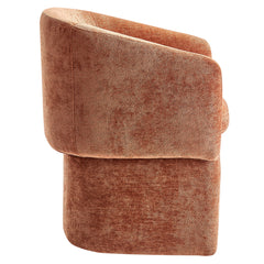 Verity Rust Barrel Back Chenille Dining Armchair - Ornate Home