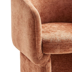 Verity Rust Barrel Back Chenille Dining Armchair - Ornate Home