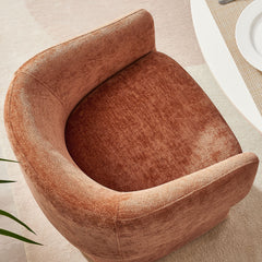 Verity Rust Barrel Back Chenille Dining Armchair - Ornate Home