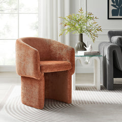 Verity Rust Barrel Back Chenille Dining Armchair - Ornate Home