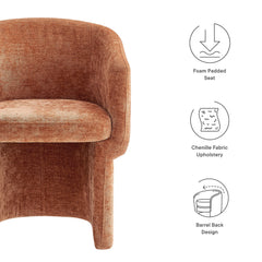 Verity Rust Barrel Back Chenille Dining Armchair - Ornate Home