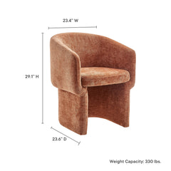 Verity Rust Barrel Back Chenille Dining Armchair - Ornate Home