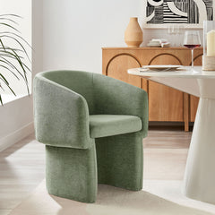 Verity Sage Barrel Back Chenille Dining Armchair - Ornate Home