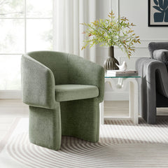 Verity Sage Barrel Back Chenille Dining Armchair - Ornate Home