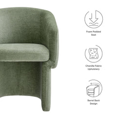 Verity Sage Barrel Back Chenille Dining Armchair - Ornate Home