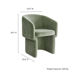 Verity Sage Barrel Back Chenille Dining Armchair - Ornate Home