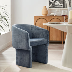 Verity Slate Blue Barrel Back Chenille Dining Armchair - Ornate Home