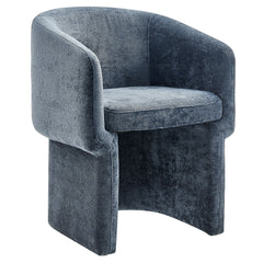 Verity Slate Blue Barrel Back Chenille Dining Armchair - Ornate Home