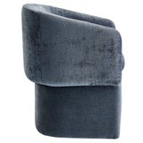 Verity Slate Blue Barrel Back Chenille Dining Armchair - Ornate Home