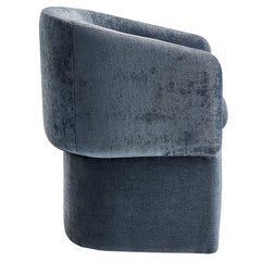 Verity Slate Blue Barrel Back Chenille Dining Armchair - Ornate Home