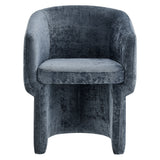 Verity Slate Blue Barrel Back Chenille Dining Armchair - Ornate Home