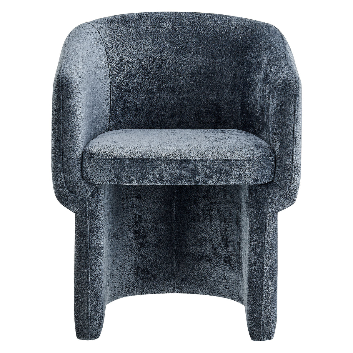 Verity Slate Blue Barrel Back Chenille Dining Armchair - Ornate Home