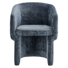 Verity Slate Blue Barrel Back Chenille Dining Armchair - Ornate Home