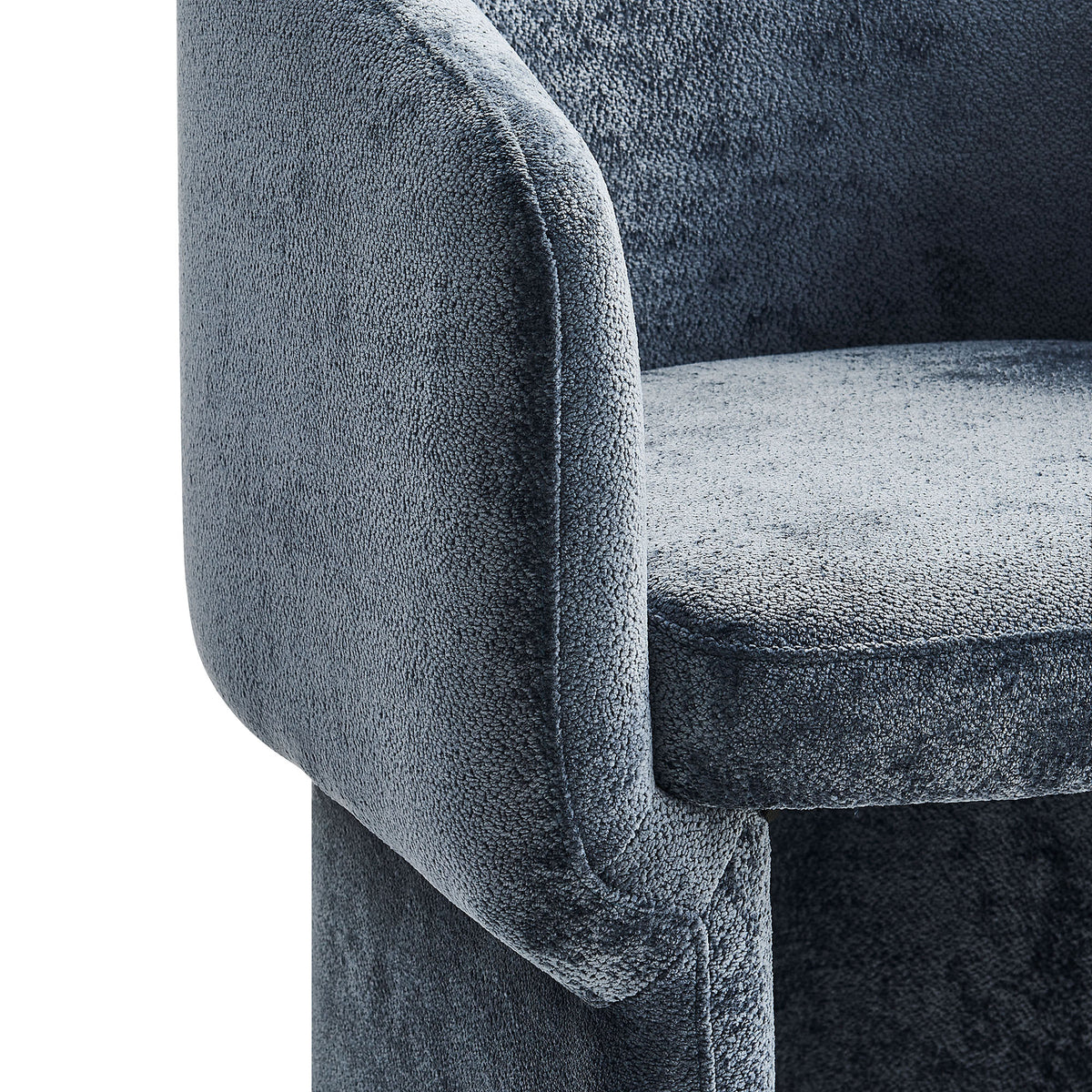 Verity Slate Blue Barrel Back Chenille Dining Armchair - Ornate Home
