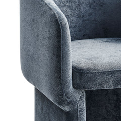 Verity Slate Blue Barrel Back Chenille Dining Armchair - Ornate Home