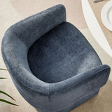 Verity Slate Blue Barrel Back Chenille Dining Armchair - Ornate Home